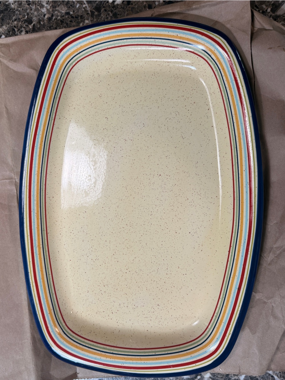 Pfaltzgraff Sedona Hand-Painted White/Cream Serving Platter